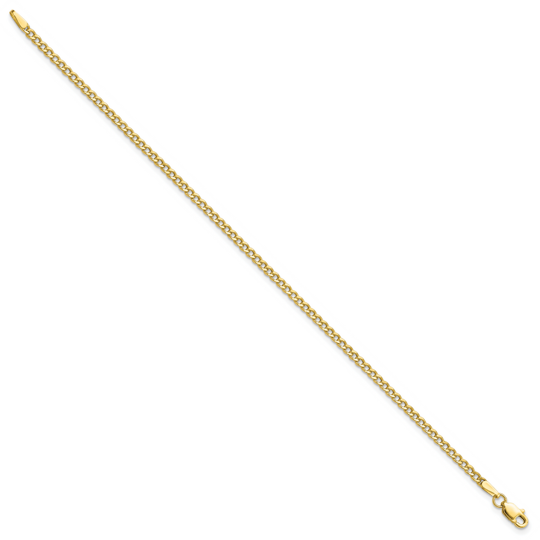 10K 2.5mm 10In Semi-Solid Curb Link Anklet