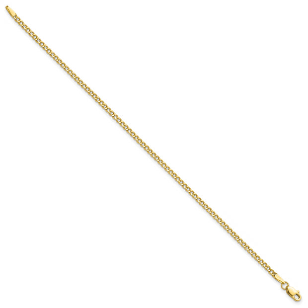 10k 2.5mm 10in Semi-Solid Curb Link Anklet