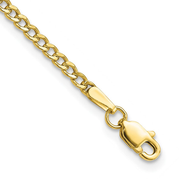 10k 2.5mm 10in Semi-Solid Curb Link Anklet