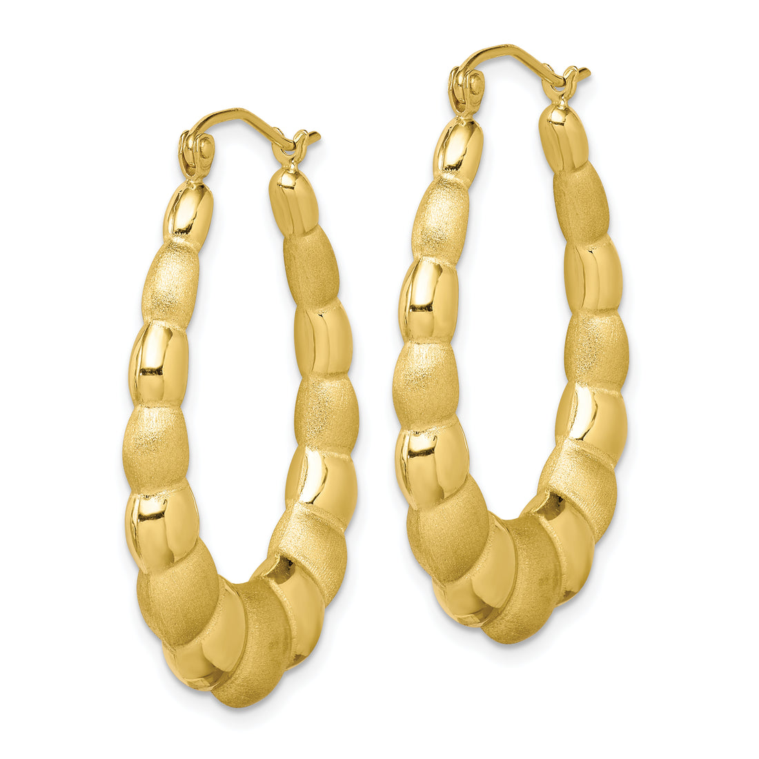 10K Satin And Polished Hollow Fancy Earrings