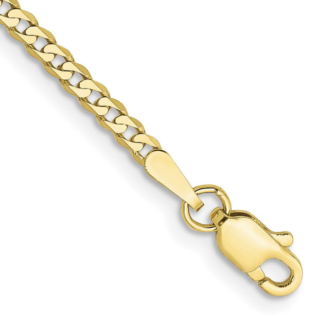 10k 2.2mm 10in Flat Beveled Curb Anklet