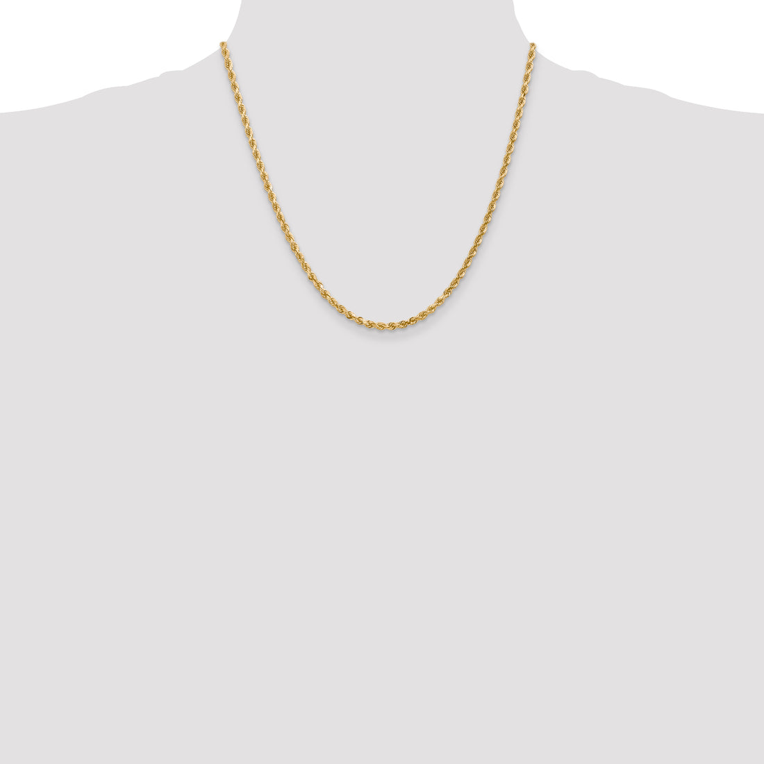 10K 3mm 20In Diamond-Cut Rope Chain