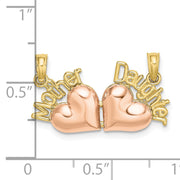 10k Two Tone MOTHER and DAUGHTER Break-Apart Hearts Charm