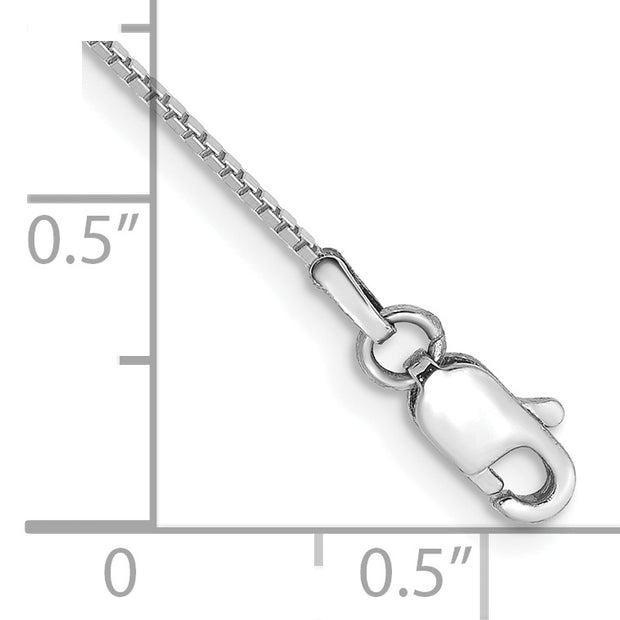 10k White Gold 0.9mm 9in Box Chain Anklet