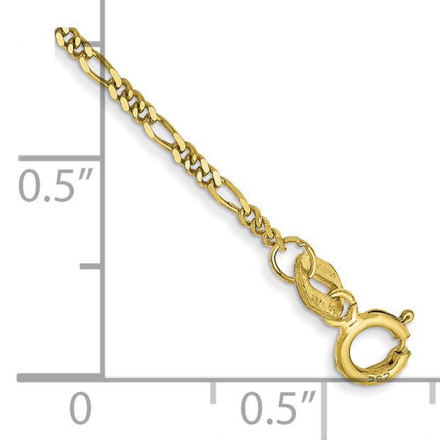 10k 1.25mm 10in Flat Figaro Anklet