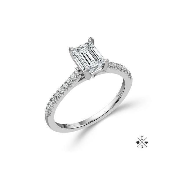 14K White Gold 1.25 CTW Emarald cut Diamond Engagement Ring