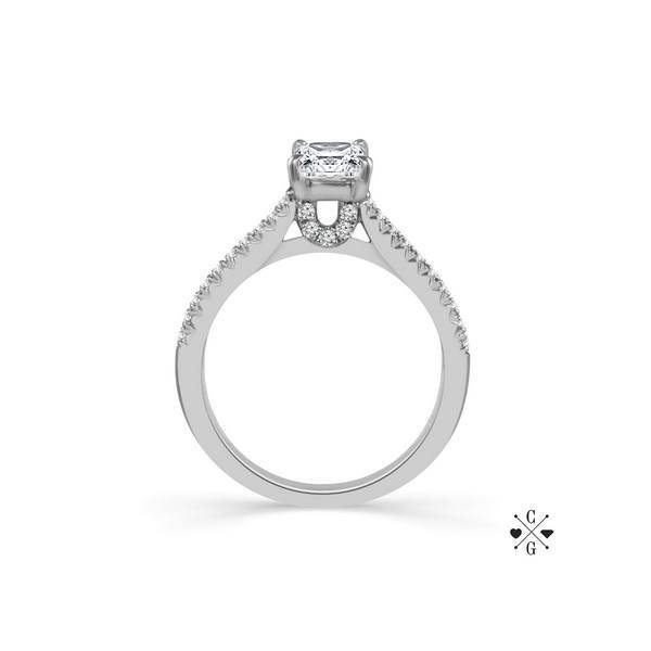 14K White Gold 1.00 CTW Emarald cut Diamond Engagement Ring