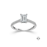 14K White Gold 1.00 CTW Emarald cut Diamond Engagement Ring