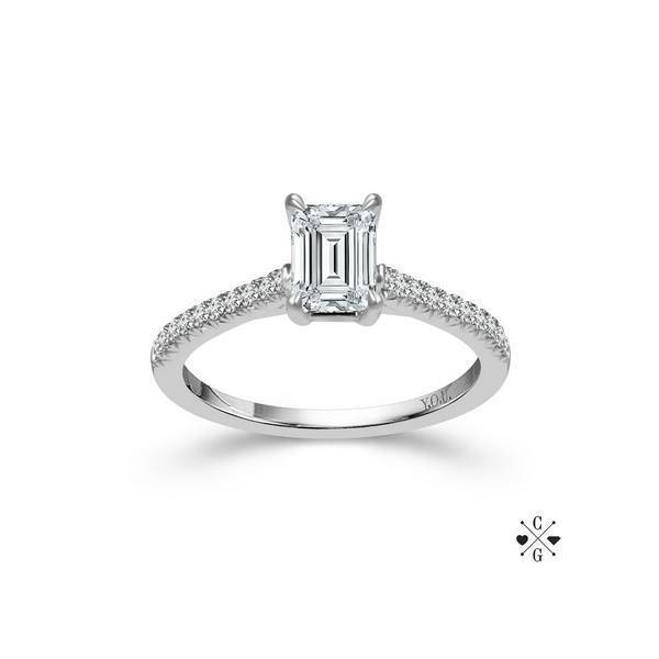14K White Gold 1.00 CTW Emarald cut Diamond Engagement Ring