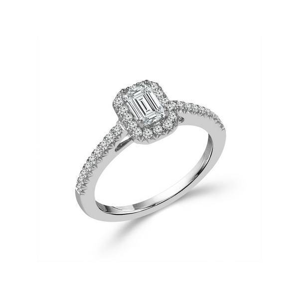14K White Gold 0.75 CTW Emarald Cut DIAMOND Engagement Ring