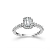 14K White Gold 0.75 CTW Emarald Cut DIAMOND Engagement Ring