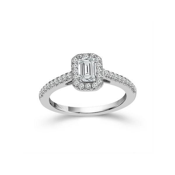 14K White Gold 0.75 CTW Emarald Cut DIAMOND Engagement Ring