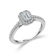 14K White Gold 1 CTW Diamond Emerald Engagement Ring