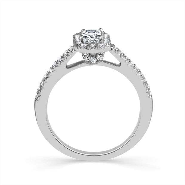 14K White Gold 1 CTW Diamond Emerald Engagement Ring