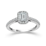14K White Gold 1 CTW Diamond Emerald Engagement Ring