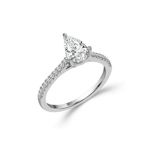 14K WHITE GOLD 1.25 CTW Diamond PEAR Engagement Ring
