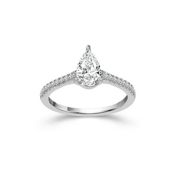 14K WHITE GOLD 1.25 CTW Diamond PEAR Engagement Ring