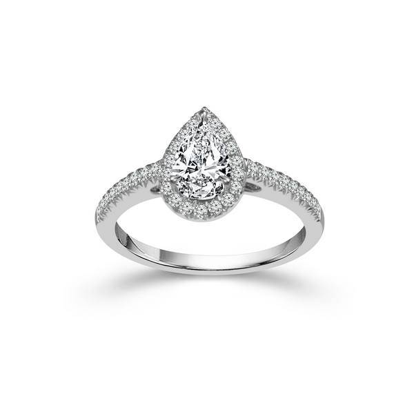 14K WHITE GOLD 1.00 CTW HALO ENGAGEMENT RING