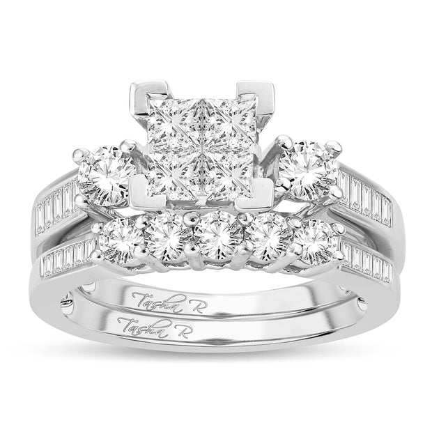 14K WHITE GOLD 1.50 CTW PRINCESS CUT Diamond BRIDAL RING