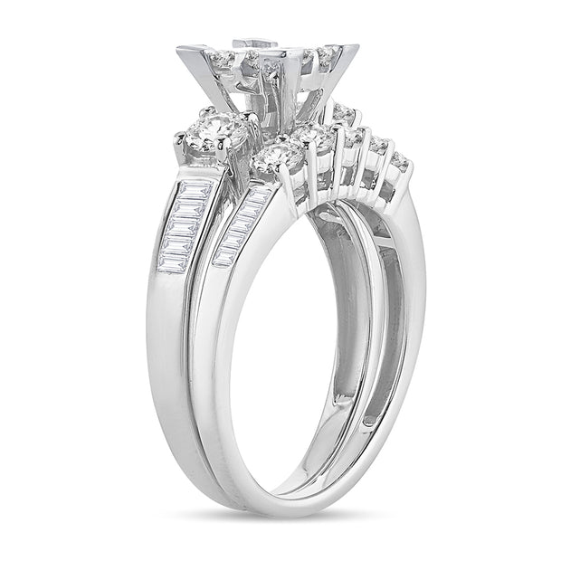 14K WHITE GOLD 1.50 CTW PRINCESS CUT Diamond BRIDAL RING