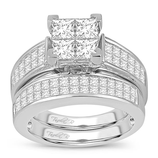 14K WHITE GOLD 3.00 CTW DIAMOND BRIDAL SET
