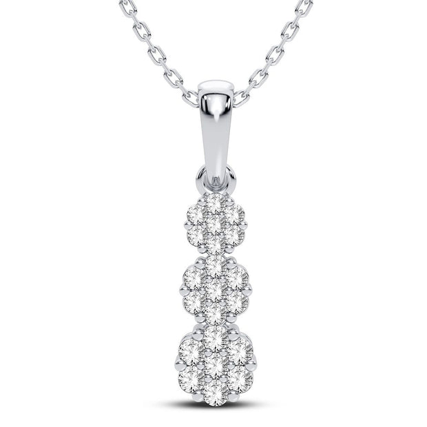 14K WHITE GOLD 0.50 CTW Diamond THREE STONE Pendant