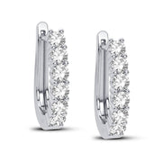 14K WHITE GOLD 1.00 CTW Diamond HOOP EarringS