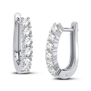 14K WHITE GOLD 1.00 CTW Diamond HOOP EarringS