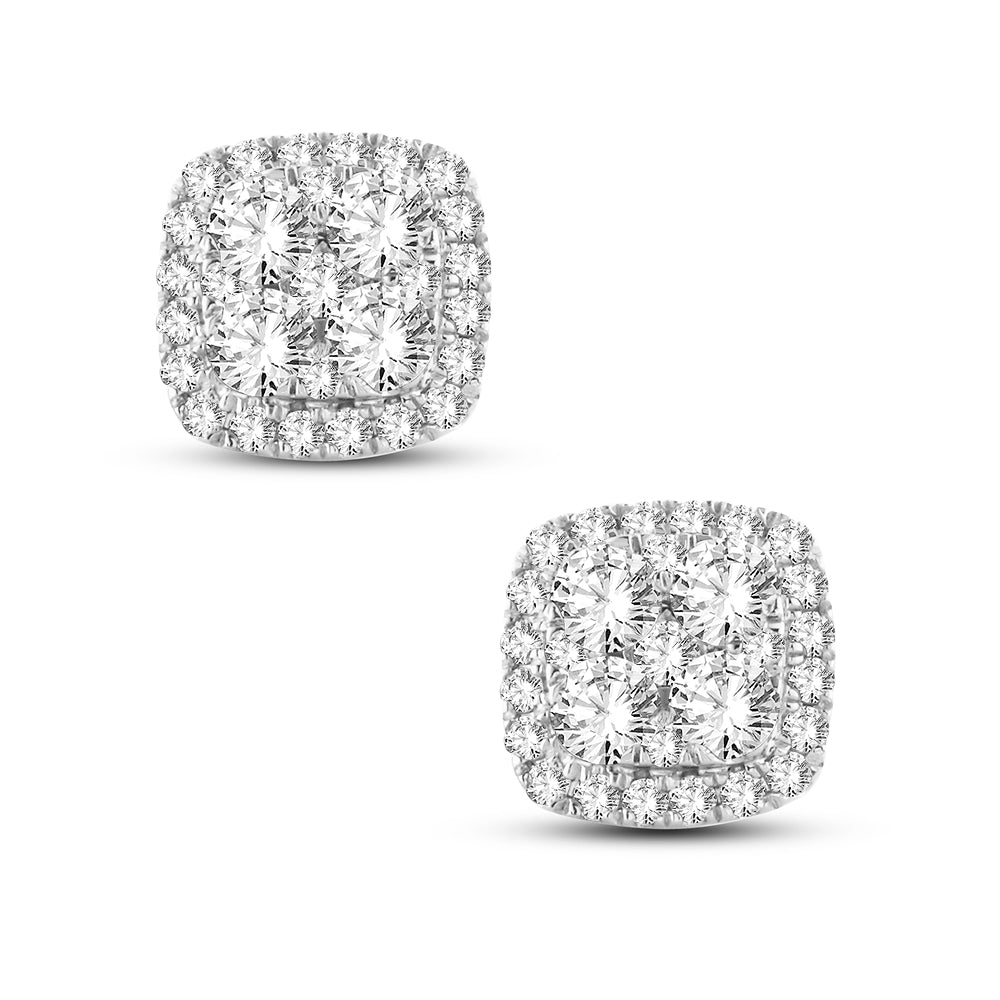 14K White Gold 1.00 ctw Diamond Earrings