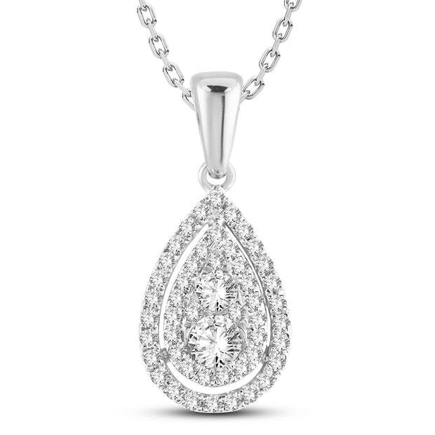 14K White GOLD 0.40 CTw PEAR Diamond Pendant