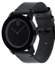 Movado BOLD Large Black Colorado Leather Watch 3600306