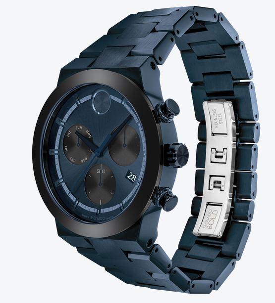 Movado BOLD Fusion Chronograph Blue Bracelet Watch 3600859