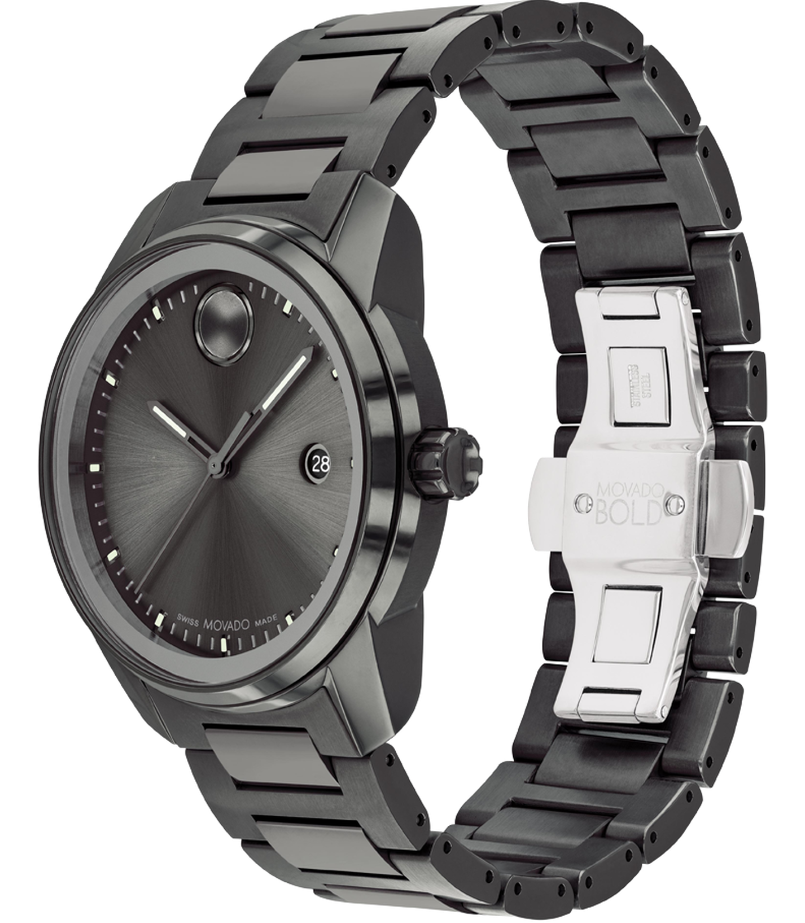 Movado Bold Verso Gunmetal Ion-Plated Bracelet Watch 3600736