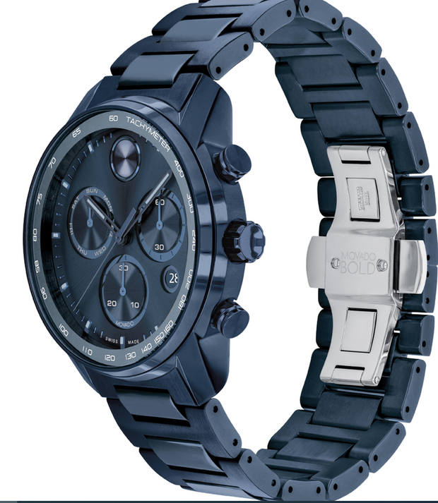 Movado BOLD Verso Chronograph Blue Ion-Plated Men's Watch 3600742