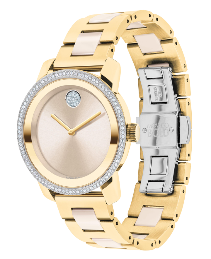 Movado Bold Ceramic Two-Tone Ladies Bracelet Watch 3600785