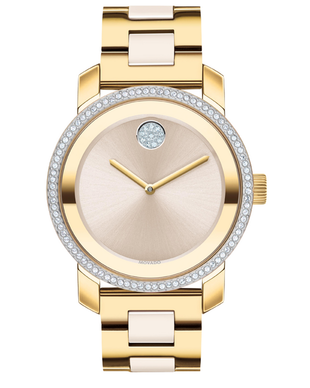 Movado BOLD Ceramic Two Tone Ladies Bracelet Watch 3600785