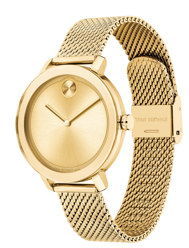 Movado BOLD Evolution Gold Watch Mesh Bracelet 3600814