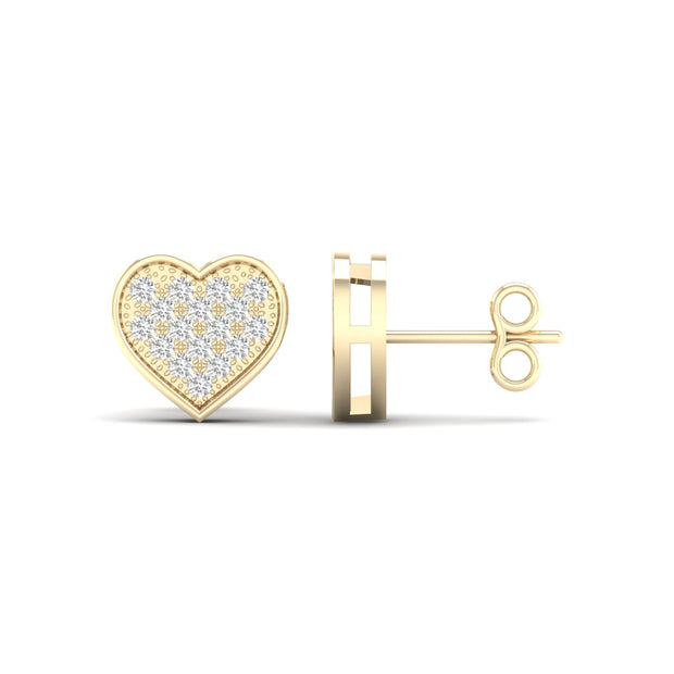 10K yellow gold 0.10 CTw Diamond HEART Earrings