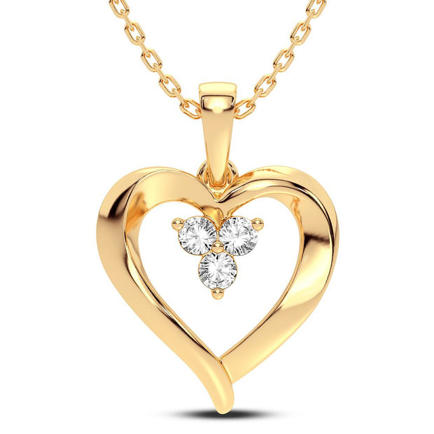14K YELLOW GOLD 0.12 CTW Diamond HEART Pendant