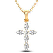 14K YELLOW GOLD 0.25 CTW Diamond Religious Cross Pendant