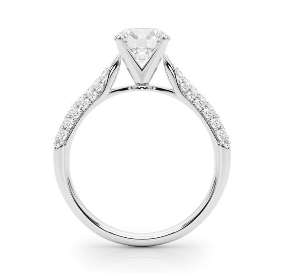 14K White Gold 3.07 CTW Round Lab-Grown Diamond Engagement RING