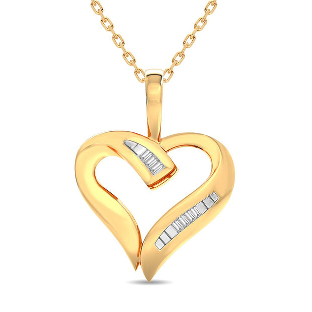 10K YELLOW Gold 0.04 CTW DIAMOND HEART Pendant