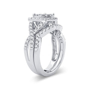 14K WHITE GOLD 1.00 ctW Diamond heart Bridal SET