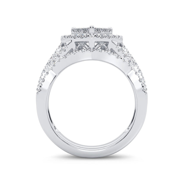 14K WHITE GOLD 1.00 ctW Diamond heart Bridal SET