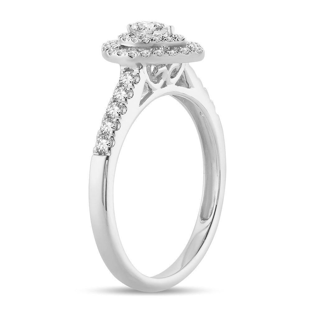 14K White Gold 0.51 ctw Pear Diamond Engagement Ring