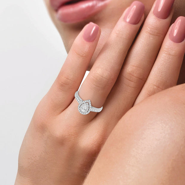 14K white gold 0.51 CTw Pear Shaped Diamond Engagement Ring