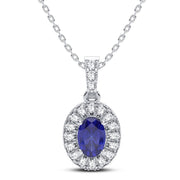 14K white gold 0.35 CTw Diamond blue Sapphire Pendant