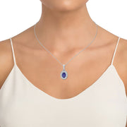 14K white gold 0.35 CTw Diamond blue Sapphire Pendant