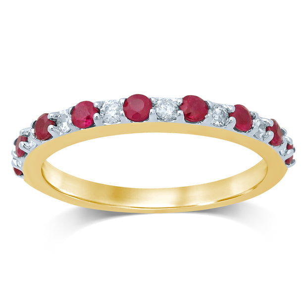 14K yellow gold 0.2 ctw Diamond RUBY BAND
