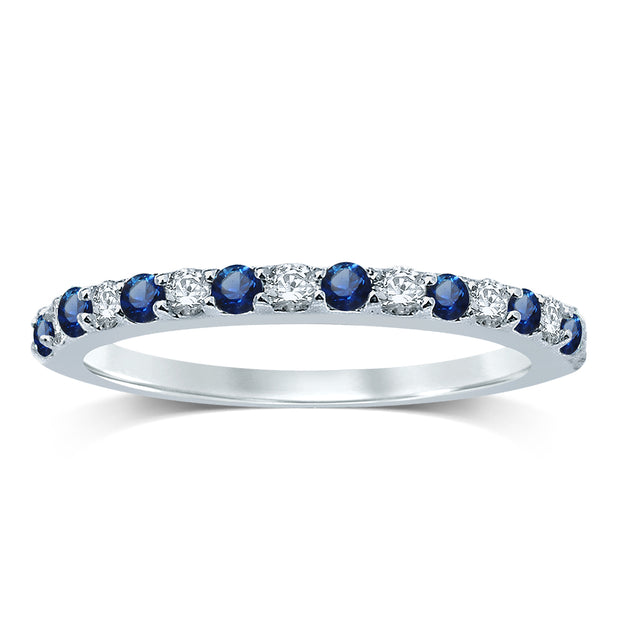 14K White Gold Diamond SAPPHIRE BAND